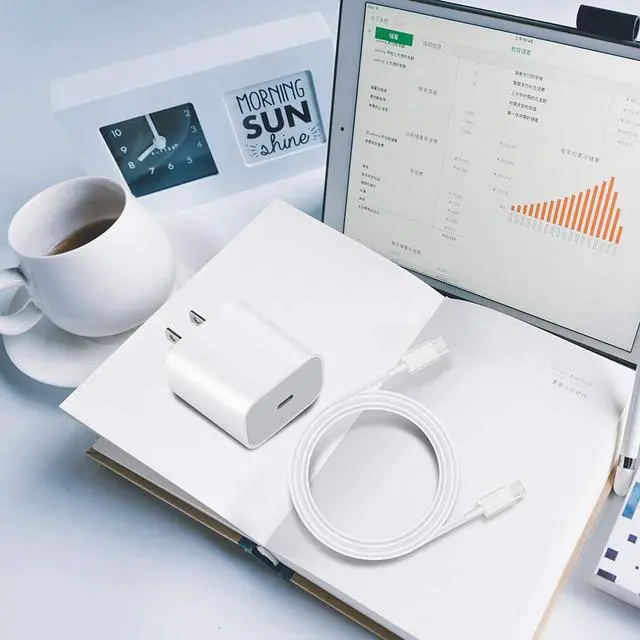 Alt view image 5 of 7 - USB C Power Adapter 18W PD Quick Wall Charger with 6.6 Ft USB-C to C Cable for iPad Pro 11" / 12.9" New Google Pixle 3 3LX Samsung Galaxy S10 S9 S8 White