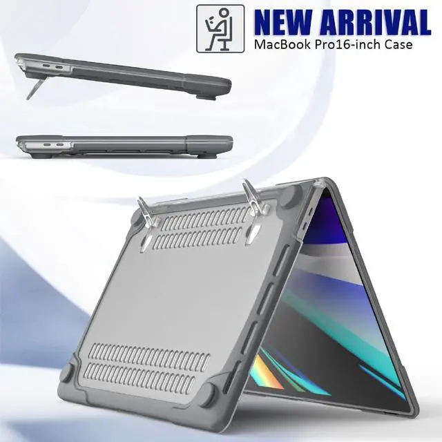 Alt view image 7 of 7 - Rubberized Protective Case with Foldable Stand & Keyboard Cover for Apple Macbook Pro 16 inch 2021 2020 2019 Model A2141 with Touch Bar and Touch ID