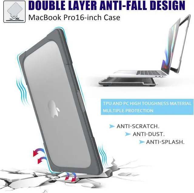 Alt view image 4 of 7 - Rubberized Protective Case with Foldable Stand & Keyboard Cover for Apple Macbook Pro 16 inch 2021 2020 2019 Model A2141 with Touch Bar and Touch ID