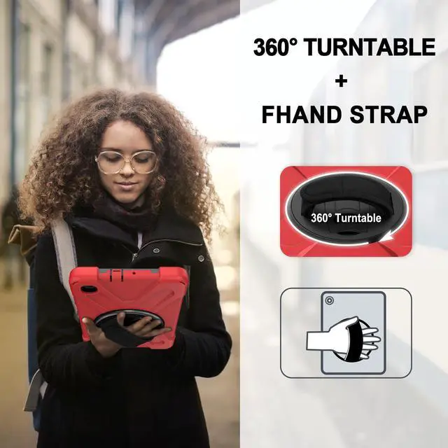 Alt view image 5 of 7 - Shockproof Case for Galaxy Tab A 8.4 Inch 2020 Model SM-T307 (Verizon/T-Mobile/Sprint/AT&T) Heavy Duty Protective Stand Cover with 360 Degree Rotating Hand and Shoulder Strap