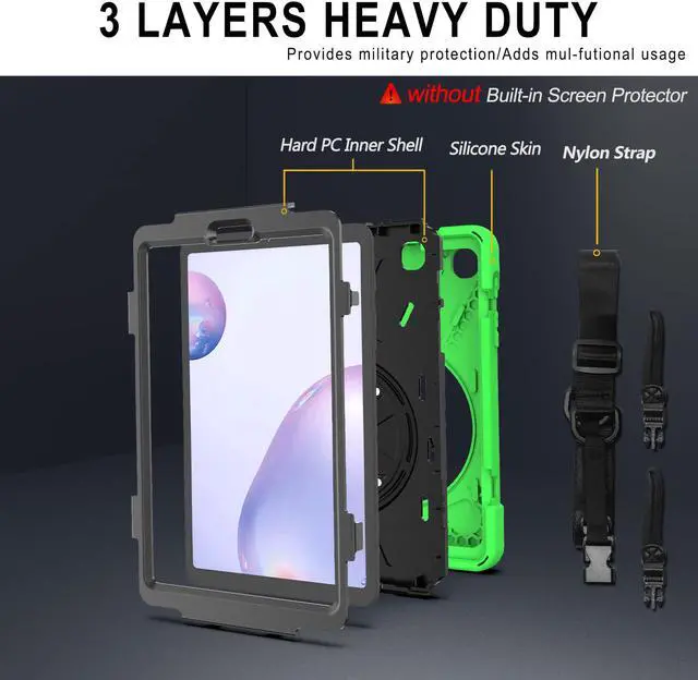 Alt view image 6 of 7 - Shockproof Case for Galaxy Tab A 8.4 Inch 2020 Model SM-T307 (Verizon/T-Mobile/Sprint/AT&T) Heavy Duty Protective Stand Cover with 360 Degree Rotating Hand and Shoulder Strap