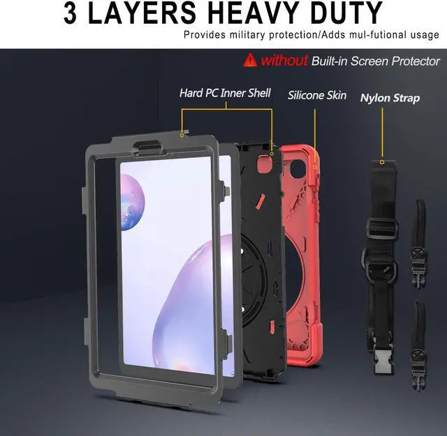 Alt view image 6 of 7 - Shockproof Case for Galaxy Tab A 8.4 Inch 2020 Model SM-T307 (Verizon/T-Mobile/Sprint/AT&T) Heavy Duty Protective Stand Cover with 360 Degree Rotating Hand and Shoulder Strap