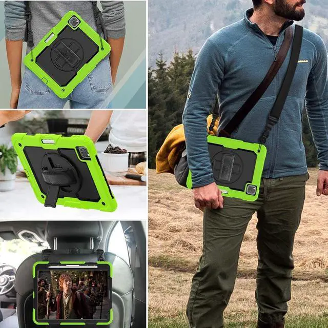 Alt view image 7 of 7 - iPad Pro 12.9 Case 2020 [Support Apple Pencil Wireless Attaching and Charging] Heavy Duty Shockproof Rugged Protective Cover with Hand / Shoulder Strap for iPad Pro 12.9 inch 2020 4th Generation