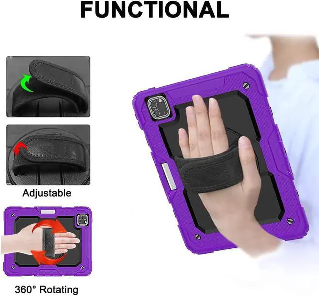 Alt view image 5 of 7 - iPad Pro 12.9 Case 2020 [Support Apple Pencil Wireless Attaching and Charging] Heavy Duty Shockproof Rugged Protective Cover with Hand / Shoulder Strap for iPad Pro 12.9 inch 2020 4th Generation
