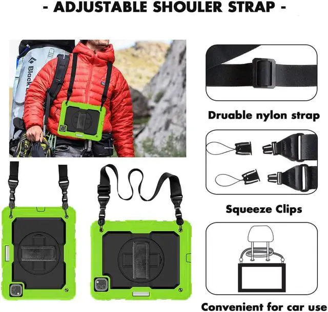 Alt view image 6 of 7 - iPad Pro 12.9 Case 2020 [Support Apple Pencil Wireless Attaching and Charging] Heavy Duty Shockproof Rugged Protective Cover with Hand / Shoulder Strap for iPad Pro 12.9 inch 2020 4th Generation