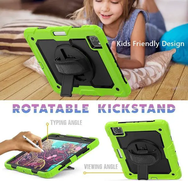 Alt view image 5 of 7 - iPad Pro 12.9 Case 2020 [Support Apple Pencil Wireless Attaching and Charging] Heavy Duty Shockproof Rugged Protective Cover with Hand / Shoulder Strap for iPad Pro 12.9 inch 2020 4th Generation