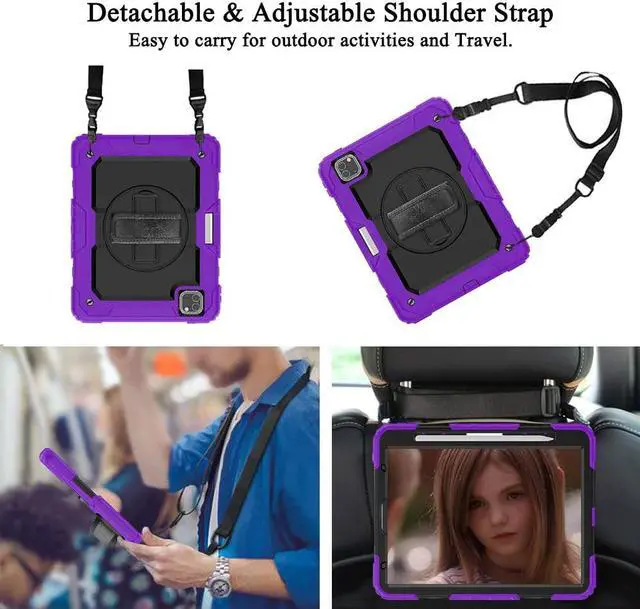 Alt view image 6 of 7 - iPad Pro 12.9 Case 2020 [Support Apple Pencil Wireless Attaching and Charging] Heavy Duty Shockproof Rugged Protective Cover with Hand / Shoulder Strap for iPad Pro 12.9 inch 2020 4th Generation
