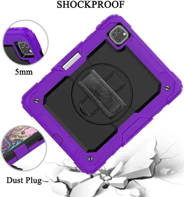 Alt view image 2 of 7 - iPad Pro 12.9 Case 2020 [Support Apple Pencil Wireless Attaching and Charging] Heavy Duty Shockproof Rugged Protective Cover with Hand / Shoulder Strap for iPad Pro 12.9 inch 2020 4th Generation