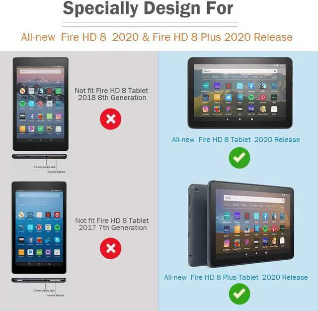 Alt view image 2 of 7 - Case for All-New Kindle Fire HD 8 2020 / Fire HD 8 Plus 2020 10th Generation Ultra Slim Smart PC Shell Folding Stand Cover with Auto Sleep Wake