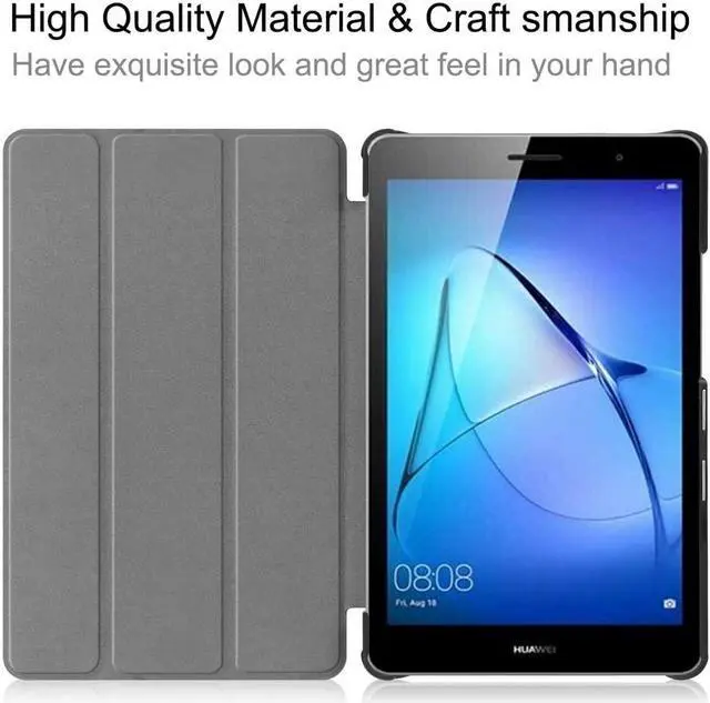 Alt view image 3 of 6 - PU Leather Case for Huawei MatePad T8 8.0 inch Model Kobe2-L03 KOB2-L09 Protective Slim Cover with Multiple Viewing Angles Stand