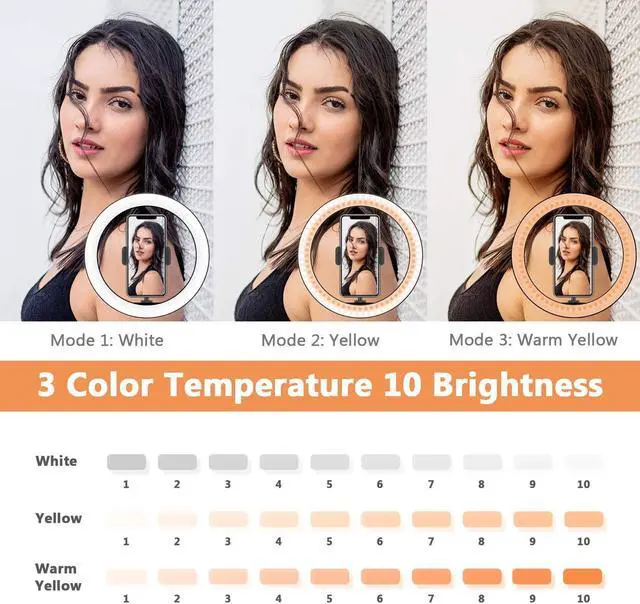 Alt view image 3 of 7 - 10" Selfie Ring Light with 50" Tripod Stand & Phone Holder for Makeup Live Stream, LED Camera Ring Light with Remote Shutter for Photography and YouTube Video, Compatible with iPhone & Android
