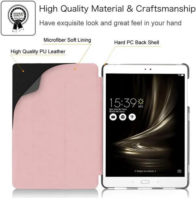 Alt view image 6 of 7 - Case for ASUS ZenPad 3S 10 Z500M (NOT FIT Model# Z500KL) - [Slim Shell] Ultra Lightweight Stand Cover with Auto Sleep / Wake for ASUS ZenPad 3S 10 (Z500M ONLY) 9.7 inch Tablet