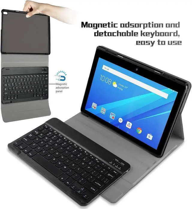 Alt view image 4 of 7 - Keyboard Case for Lenovo TAB M10 Tablet TB-X605F TB-X605L Removable Detachable PU Leather Bluetooth Keyboard Cover for Lenovo TAB M10 Tablet