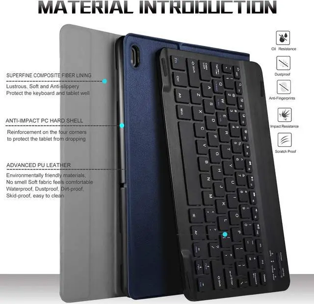 Alt view image 2 of 7 - Keyboard Case for Lenovo TAB M10 Tablet TB-X605F TB-X605L Removable Detachable PU Leather Bluetooth Keyboard Cover for Lenovo TAB M10 Tablet