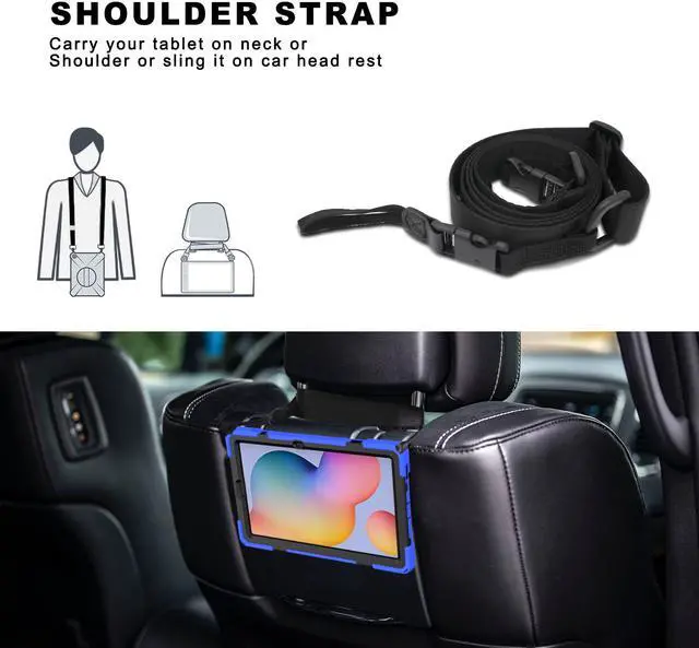 Alt view image 6 of 7 - Case for Samsung Galaxy Tab S6 Lite 10.4 inch 2020 2022 Model SM-P610 P613 P615 P619 with Pencil Holder Full-Body Heavy Duty Rotating Stand Cover with Shoulder Strap,Hand Strap