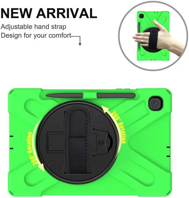 Alt view image 2 of 7 - Case for Samsung Galaxy Tab S6 Lite 10.4 inch 2020 2022 Model SM-P610 P613 P615 P619 with Pencil Holder Full-Body Heavy Duty  Rotating Stand Cover with Shoulder Strap,Hand Strap