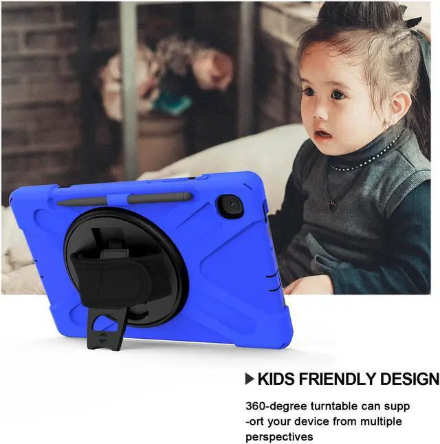 Alt view image 4 of 7 - Case for Samsung Galaxy Tab S6 Lite 10.4 inch 2020 2022 Model SM-P610 P613 P615 P619 with Pencil Holder Full-Body Heavy Duty Rotating Stand Cover with Shoulder Strap,Hand Strap