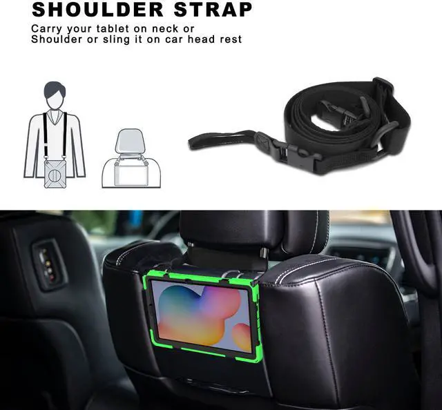 Alt view image 6 of 7 - Case for Samsung Galaxy Tab S6 Lite 10.4 inch 2020 2022 Model SM-P610 P613 P615 P619 with Pencil Holder Full-Body Heavy Duty  Rotating Stand Cover with Shoulder Strap,Hand Strap