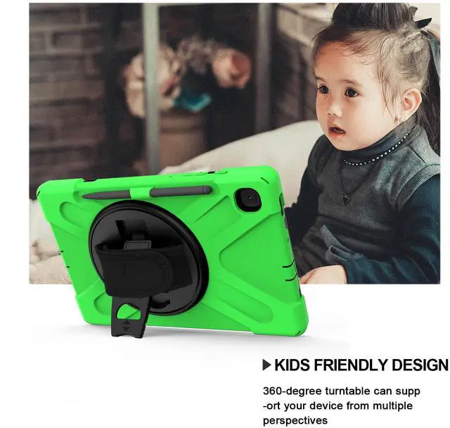 Alt view image 4 of 7 - Case for Samsung Galaxy Tab S6 Lite 10.4 inch 2020 2022 Model SM-P610 P613 P615 P619 with Pencil Holder Full-Body Heavy Duty  Rotating Stand Cover with Shoulder Strap,Hand Strap