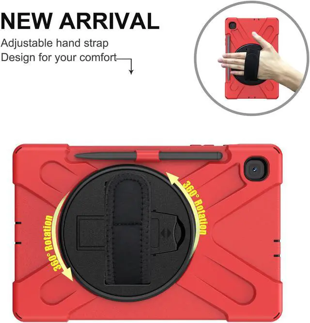 Alt view image 2 of 7 - Case for Samsung Galaxy Tab S6 Lite 10.4 inch 2020 2022 Model SM-P610 P613 P615 P619 with Pencil Holder Full-Body Heavy Duty  Rotating Stand Cover with Shoulder Strap,Hand Strap