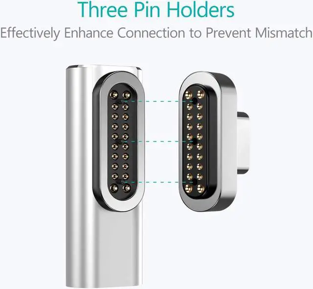 Alt view image 4 of 7 - 20 Pin Magnetic USB C Adapter, 100W Fast Charging,10 Gbps Data Transfer, RJ45 Gigabit Ethernet Connection, 4K Video @ 60Hz for New MacBook Pro/Air and Any USB C Devices