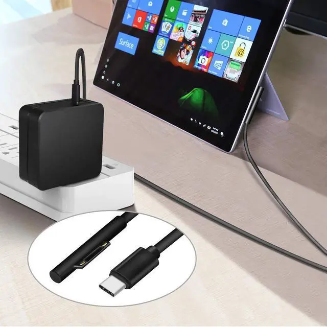Alt view image 6 of 6 - Tech 15V Surface Connect to USB-C Charging Cable, Charges Microsoft Surface Pro 6 5 4 3, for 45W USB C PD Chargers, Surface Book, Surface Go, Surface Laptop, Works with 45W USB C PD Charger Adapter