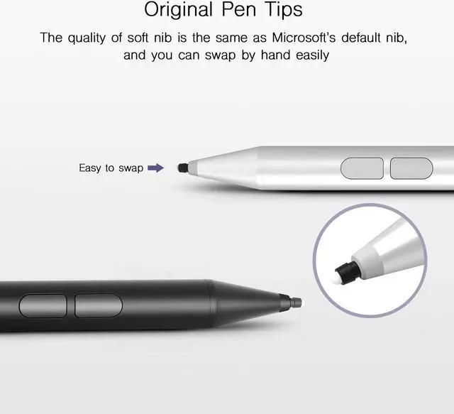 Alt view image 4 of 7 - Stylus pen for Surface Microsoft Certified Stylus Pen 1024 Levels Pressure, Palm Rejection, HB Tip, with AAAA Battery, for Surface Pro X 7 6 5 4 3 Surface Laptop 3 2 1 Surface Book 2 1,Surface Go