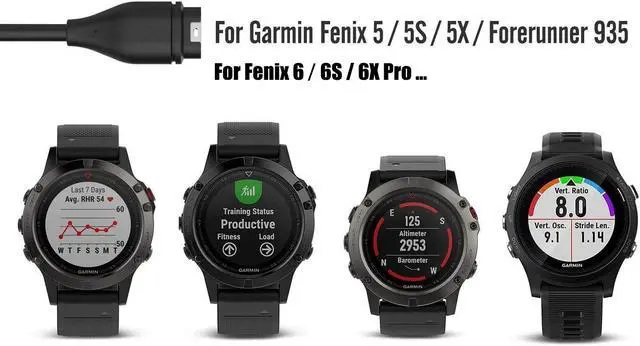 Alt view image 2 of 6 - Garmin Fenix 6 6S 6X Pro Sapphire Charger 2-Pack Charger Cable for Garmin Fenix 5 5S 5X Plus, Forerunner 935 945 45 45S 245, Approach S10 S40 S60 X10, Quatix 5 Sapphire, Vivoactive 3 4 4S