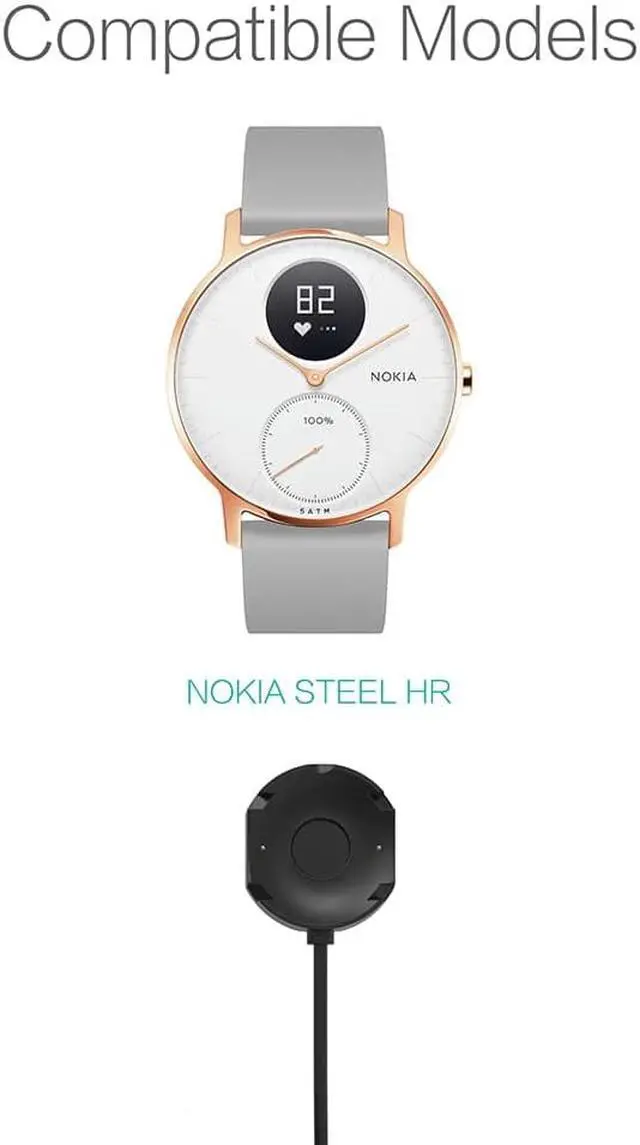Alt view image 5 of 7 - Charger for Nokia Steel HR Smartwatch (Not for Withings Steel HR)- USB Charging Cable 100cm - Fitness Tracker Accessories