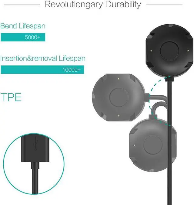 Alt view image 4 of 7 - Charger for Nokia Steel HR Smartwatch (Not for Withings Steel HR)- USB Charging Cable 100cm - Fitness Tracker Accessories