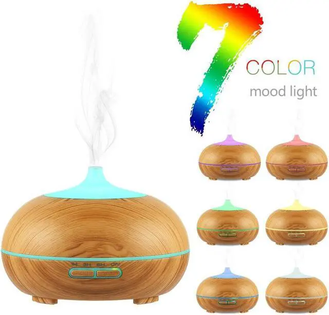 Alt view image 5 of 7 - 300ml Aromatherapy Essential Oil Diffuser Color Charging Wood Grain Aroma Diffusers Cool Mist Humidmifier with Timer Adjustable Mist Night Light Waterless Auto Shut-off