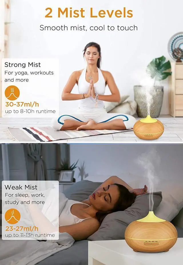 Alt view image 7 of 7 - 300ml Aromatherapy Essential Oil Diffuser Color Charging Wood Grain Aroma Diffusers Cool Mist Humidmifier with Timer Adjustable Mist Night Light Waterless Auto Shut-off
