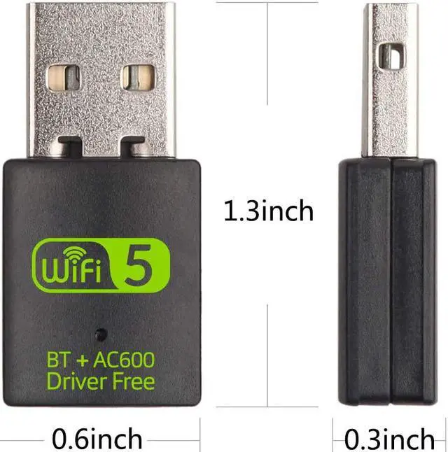 Alt view image 7 of 7 - USB WiFi Bluetooth Adapter, 600mbps Dual Band 2.4G/5G Wireless WiFi Dongle Network Card for for Laptop Desktop Windows 10/8/8.1/7