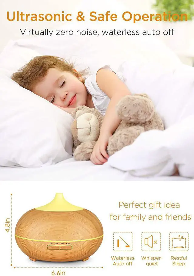 Alt view image 4 of 7 - 300ml Aromatherapy Essential Oil Diffuser Color Charging Wood Grain Aroma Diffusers Cool Mist Humidmifier with Timer Adjustable Mist Night Light Waterless Auto Shut-off