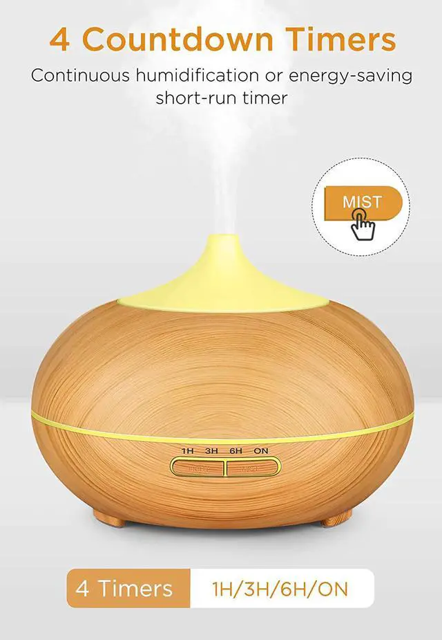 Alt view image 2 of 7 - 300ml Aromatherapy Essential Oil Diffuser Color Charging Wood Grain Aroma Diffusers Cool Mist Humidmifier with Timer Adjustable Mist Night Light Waterless Auto Shut-off
