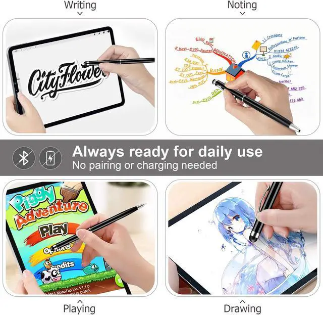 Alt view image 7 of 7 - 12 Packs Stylus Pens for Touch Screens, 2 in 1 Capacitive Stylus Ballpoint Pen for iPad, Tablet, iPhone, Kindle, Samsung and Other Touch Screen Devices