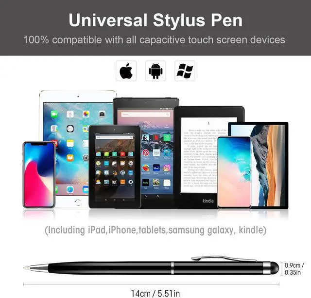 Alt view image 6 of 7 - 12 Packs Stylus Pens for Touch Screens, 2 in 1 Capacitive Stylus Ballpoint Pen for iPad, Tablet, iPhone, Kindle, Samsung and Other Touch Screen Devices