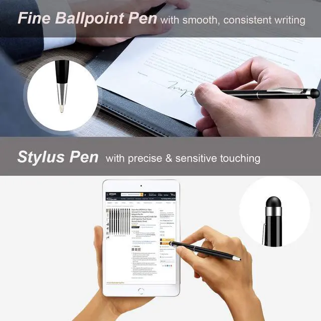 Alt view image 3 of 7 - 12 Packs Stylus Pens for Touch Screens, 2 in 1 Capacitive Stylus Ballpoint Pen for iPad, Tablet, iPhone, Kindle, Samsung and Other Touch Screen Devices