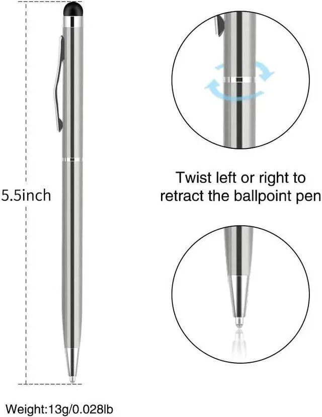 Alt view image 6 of 7 - 12 Packs Stylus Pens for Touch Screens, 2 in 1 Capacitive Stylus Ballpoint Pen for iPad, Tablet, iPhone, Kindle, Samsung and Other Touch Screen Devices