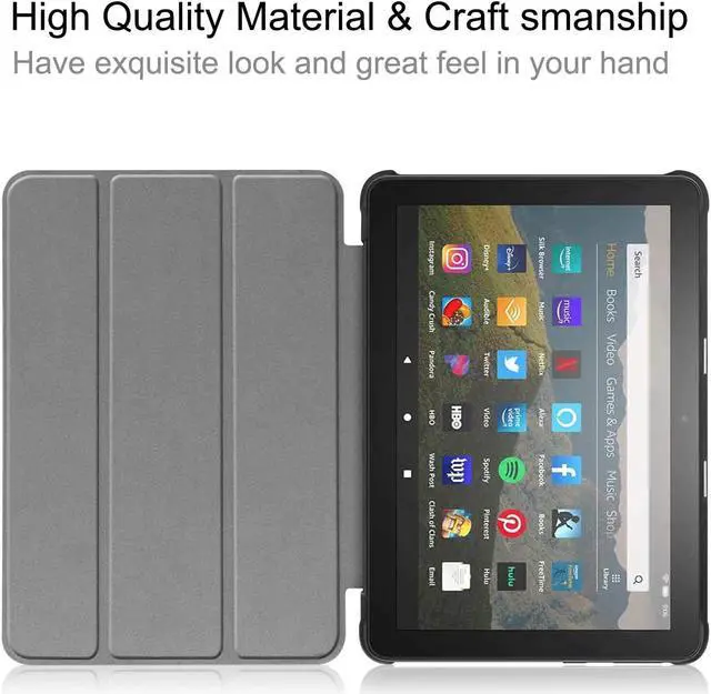 Alt view image 5 of 7 - Case for All-new Fire HD 8 Plus 2020 / Fire HD 8 2020 PU Leather Ultra Slim Case Tri-Fold Cover Protective Tablet Cover for Amazon Fire HD 8 Plus / Fire HD 8 2020 Release
