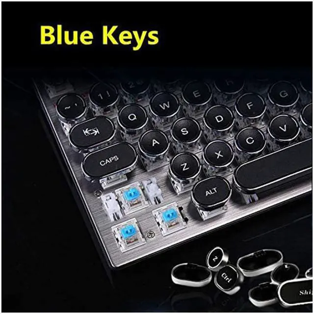 Alt view image 6 of 7 - USB LED Backlit Retro Typewriter Mechanical Keyboard -Blue Switch - Round Keycaps -104 Keys Vintage Inspired Steampunk Gaming Keyboard Mechanical Gaming Keyboard for PC/Mac/Gamer/Typ