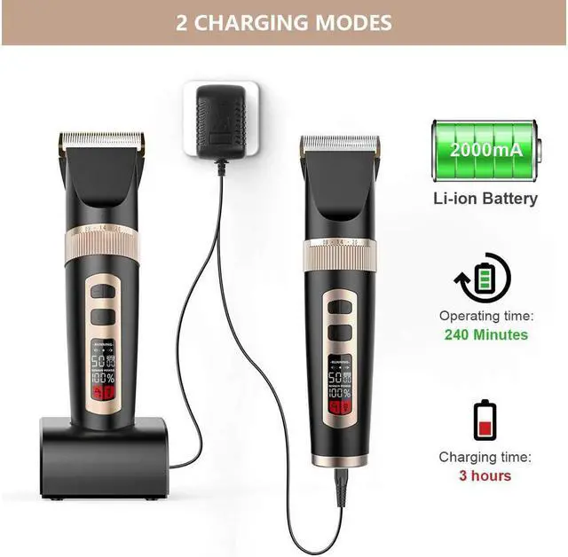 Alt view image 5 of 7 - Dog Grooming Clippers Professional Heavy Duty 2 in 1 with Small Trimmer Blade Quiet Rechargeable Cordless Electric Hair Cutting Kit for Dogs Cats Pets