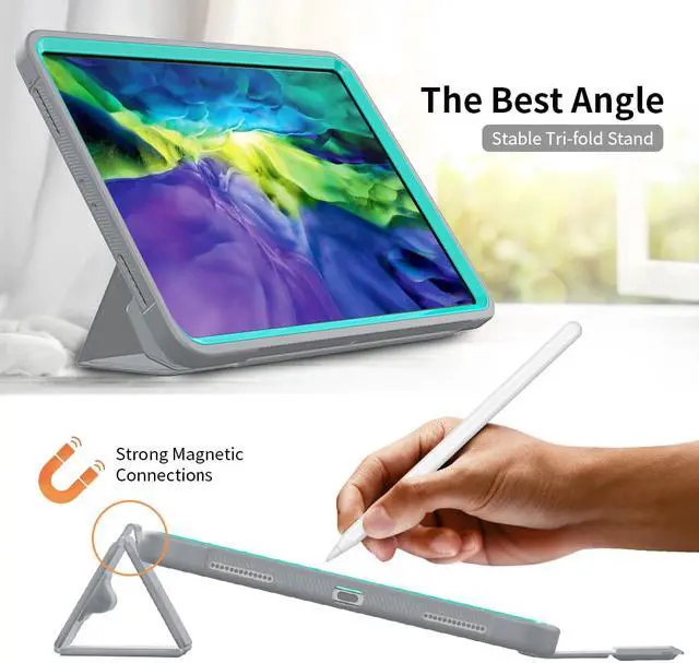 Alt view image 4 of 7 - iPad Pro 11 Case 2020 with Stand / Pencil Holder, Auto Wake/Sleep - Support Pencil Wireless Charging - Smart Protective Cover for iPad Pro 11 inch 2020 2018