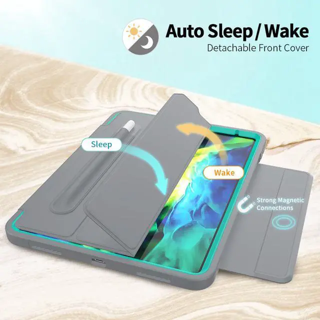Alt view image 2 of 7 - iPad Pro 11 Case 2020 with Stand / Pencil Holder, Auto Wake/Sleep - Support Pencil Wireless Charging - Smart Protective Cover for iPad Pro 11 inch 2020 2018