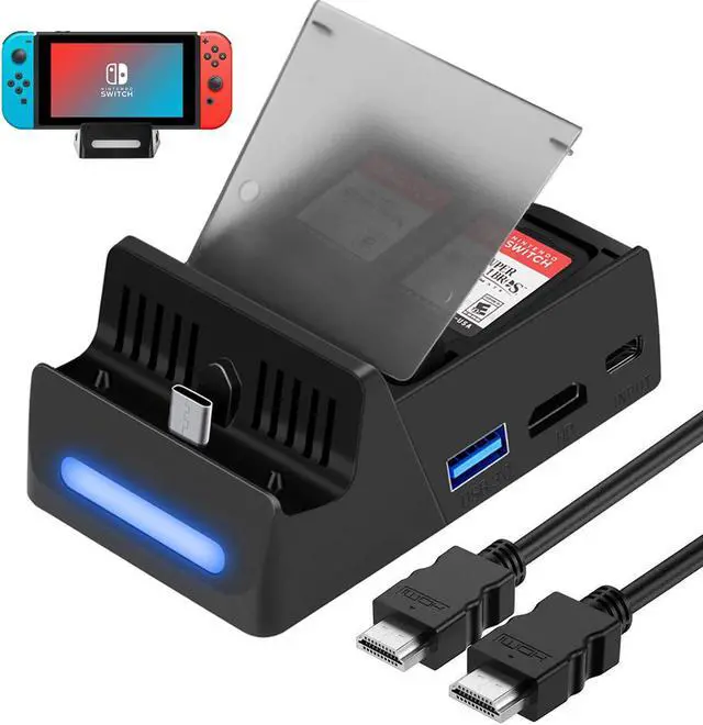 Main image of Dock for Nintendo Switch with HDMI Cable, Nintendo Switch Dock Replacement 1080P Mini Charging Station with HDMI Cable, USB 3.0 high-Speed TV Docking Station with 4 Game Cards Storage