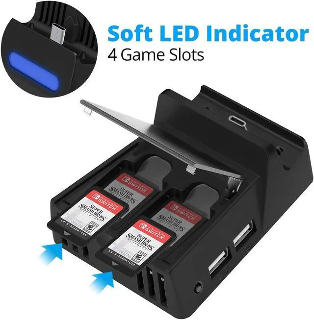 Alt view image 4 of 7 - Dock for Nintendo Switch with HDMI Cable, Nintendo Switch Dock Replacement 1080P Mini Charging Station with HDMI Cable, USB 3.0 high-Speed TV Docking Station with 4 Game Cards Storage