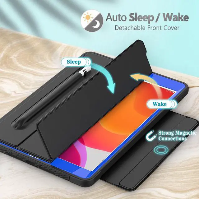 Alt view image 4 of 6 - New iPad 7th Generation 10.2 inch Case 2019 with Pencil Holder Smart Stand Cover with Auto Wake/Sleep for Apple iPad 10.2" Model A2197 / A2198 / A2200