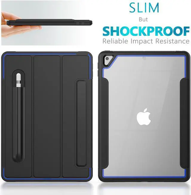 Alt view image 6 of 6 - New iPad 7th Generation 10.2 inch Case 2019 with Pencil Holder Smart Stand Cover with Auto Wake/Sleep for Apple iPad 10.2" Model A2197 / A2198 / A2200