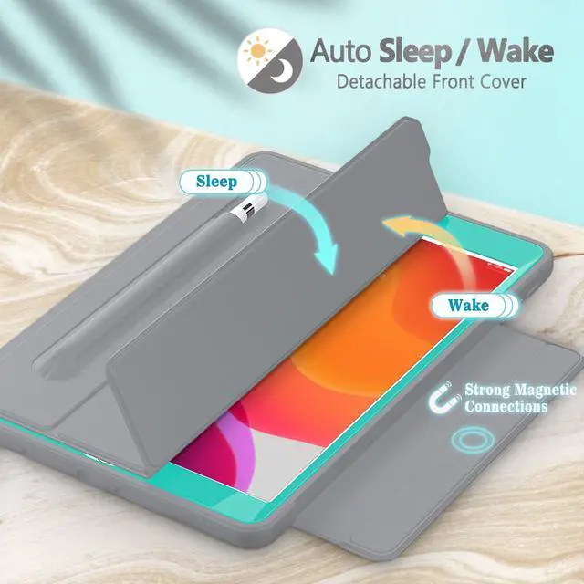 Alt view image 3 of 6 - New iPad 7th Generation 10.2 inch Case 2019 with Pencil Holder Smart Stand Cover with Auto Wake/Sleep for Apple iPad 10.2" Model A2197 / A2198 / A2200