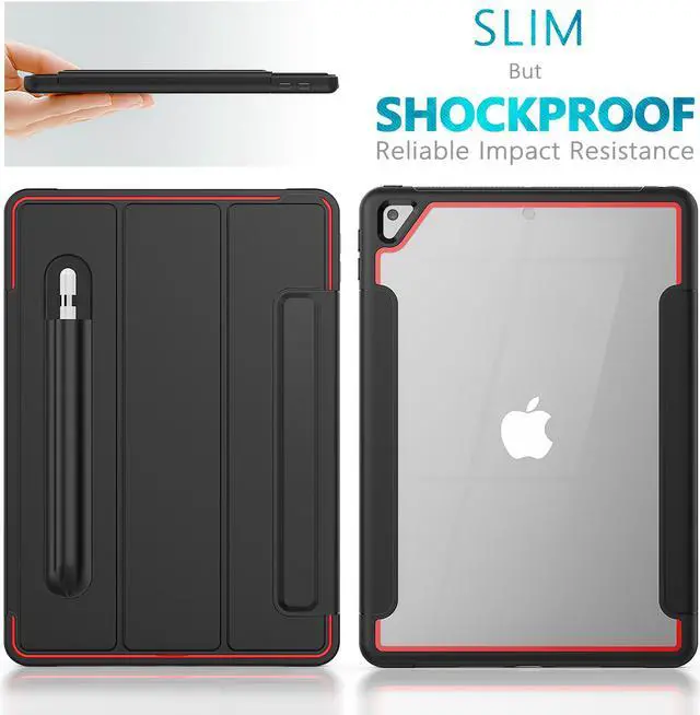 Alt view image 6 of 6 - New iPad 7th Generation 10.2 inch Case 2019 with Pencil Holder Smart Stand Cover with Auto Wake/Sleep for Apple iPad 10.2" Model A2197 / A2198 / A2200